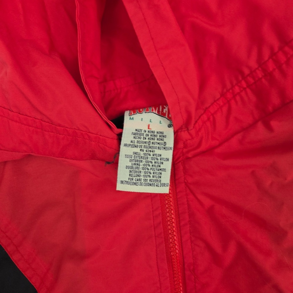 VTG 90s Ohio State Nutmeg Mills Pullover Windbreaker Jacket Mens Large Black Red - Picture 7 of 13